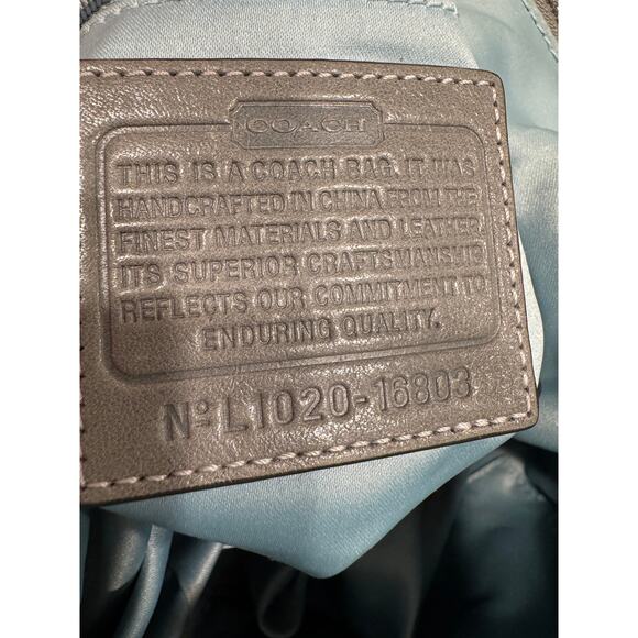 Coach Kristin Gray Leather Shoulder Bag with Python & Croc Embossed Trim 16803 - Picture 9 of 10